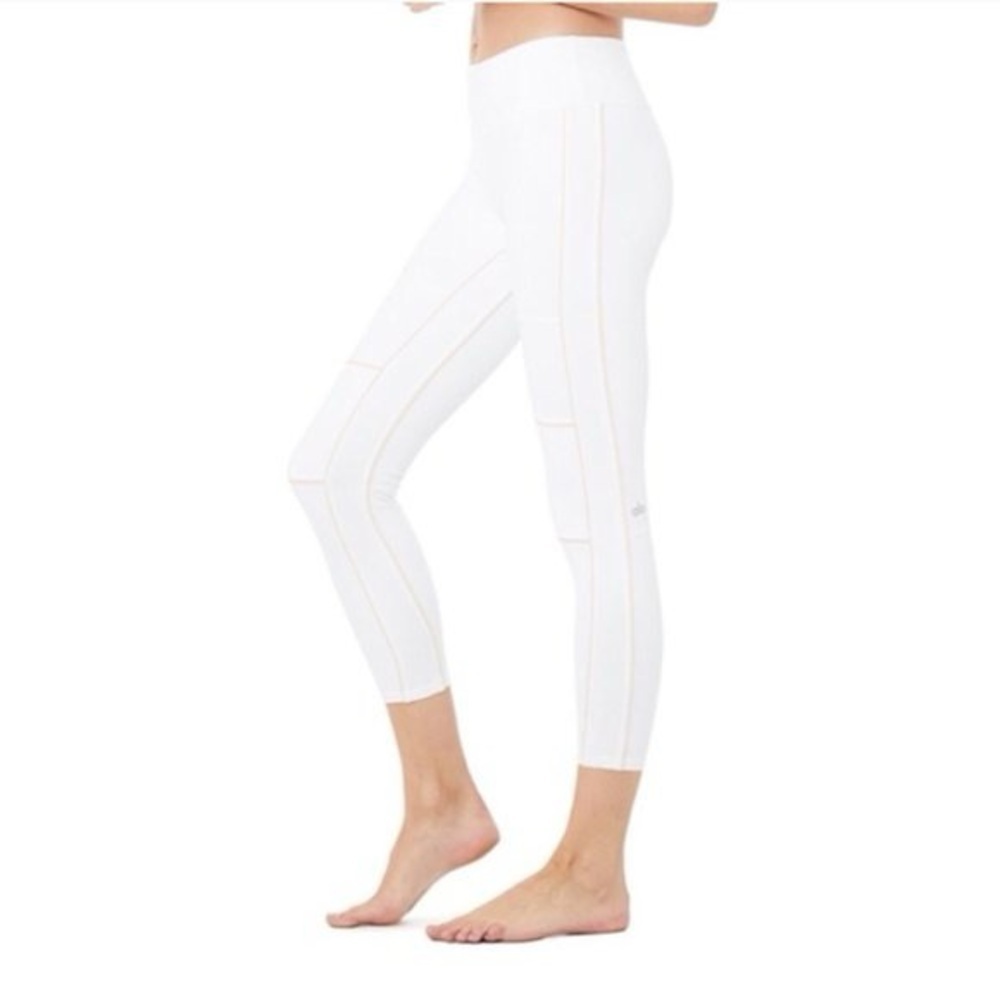 ALO Yoga 7/8 Guard Airbrush White & Bone Leggings Size Small